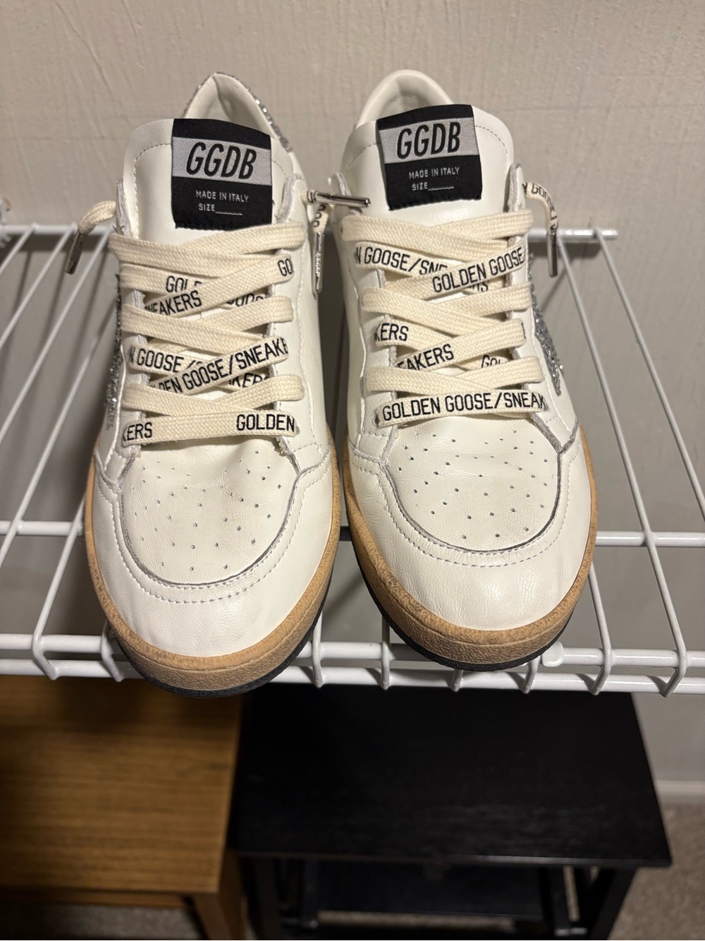 Golden Goose White & Cream Low-Top Sneakers with Branded Laces